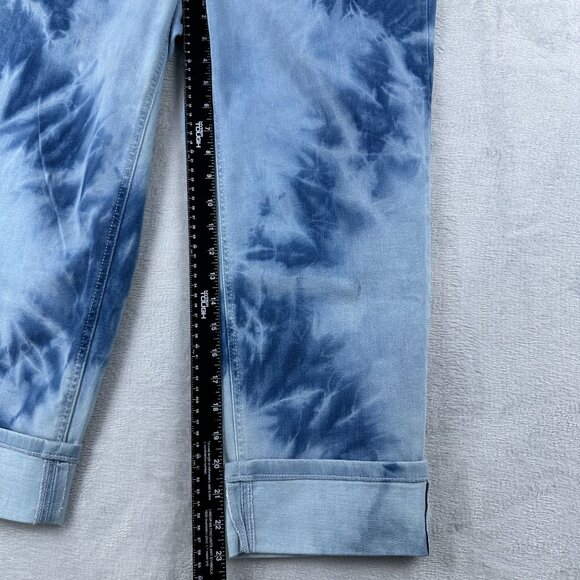 J. Jill High Rise Cropped Jeans Womens Size 16 Tie Dye Rolled Cuff Hem Blue - Picture 9 of 12